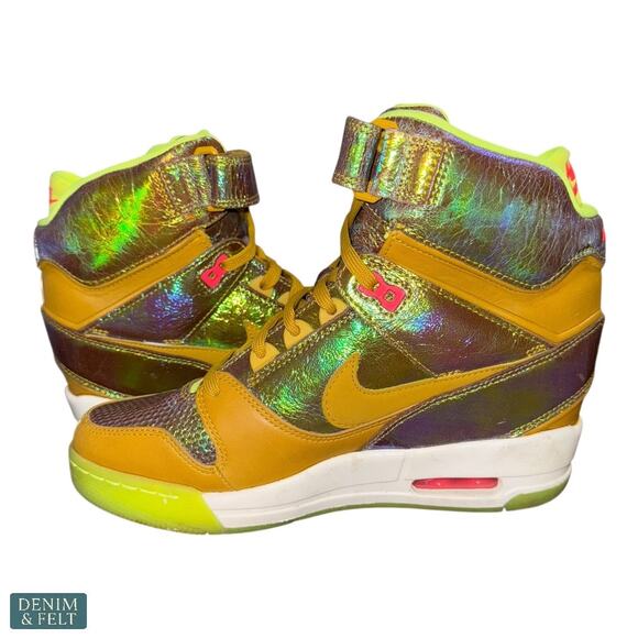 Nike Air Revolution Sky Hi QS World Cup Gold Trophy Pack Iridescent Sz 9 Rare - Picture 8 of 14